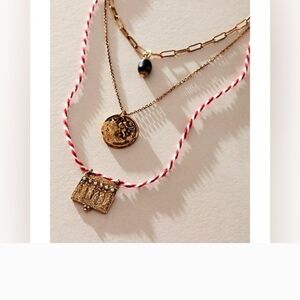 Free People Gold and Black Layered Necklace Set